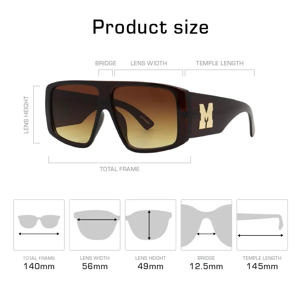 Mad Shade Bold Brown Flat Top Mob Frame Sunglasses with Brown UV400 Lens #33 - Image 4