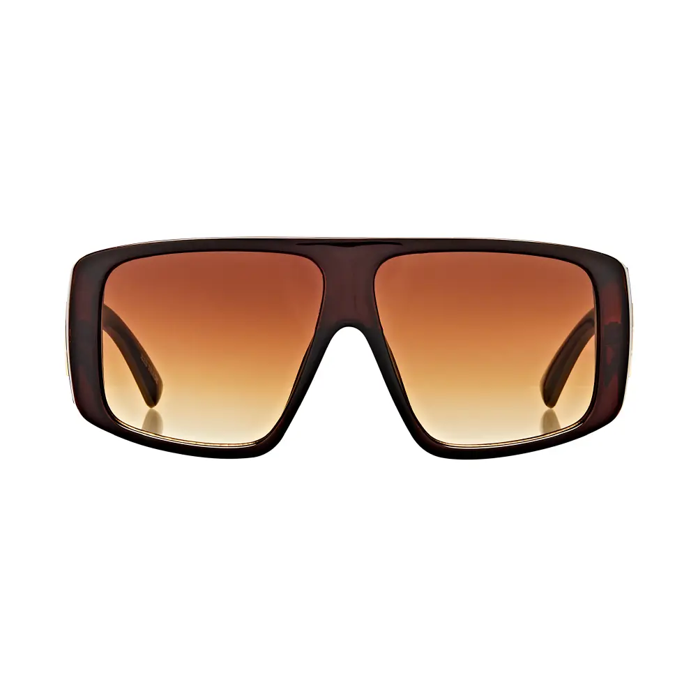 Mad Shade Bold Brown Flat Top Mob Frame Sunglasses with Brown UV400 Lens #33 - Image 5