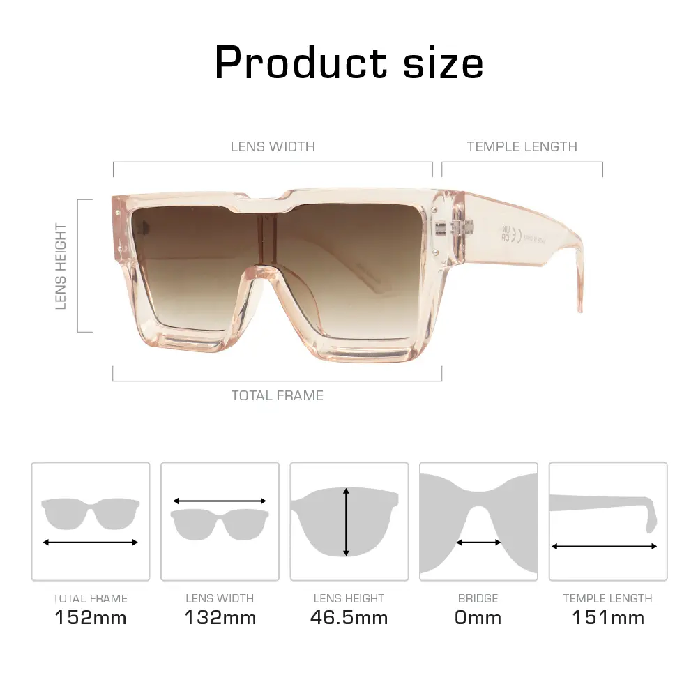 Mad Shade Bold Clear Pink Rectangle Frame with Brown UV400 Lens – Oversized Old-School Fashion #38 - Image 4