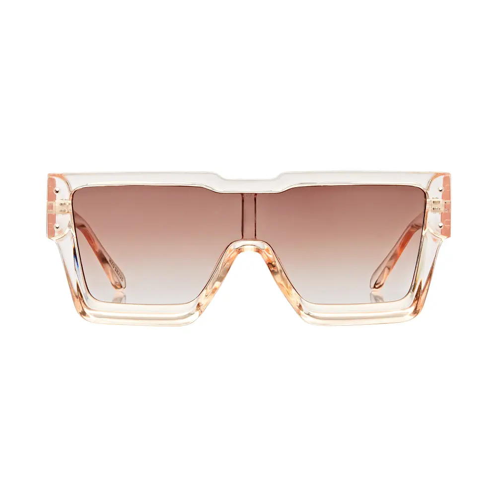 Mad Shade Bold Clear Pink Rectangle Frame with Brown UV400 Lens – Oversized Old-School Fashion #38 - Image 5
