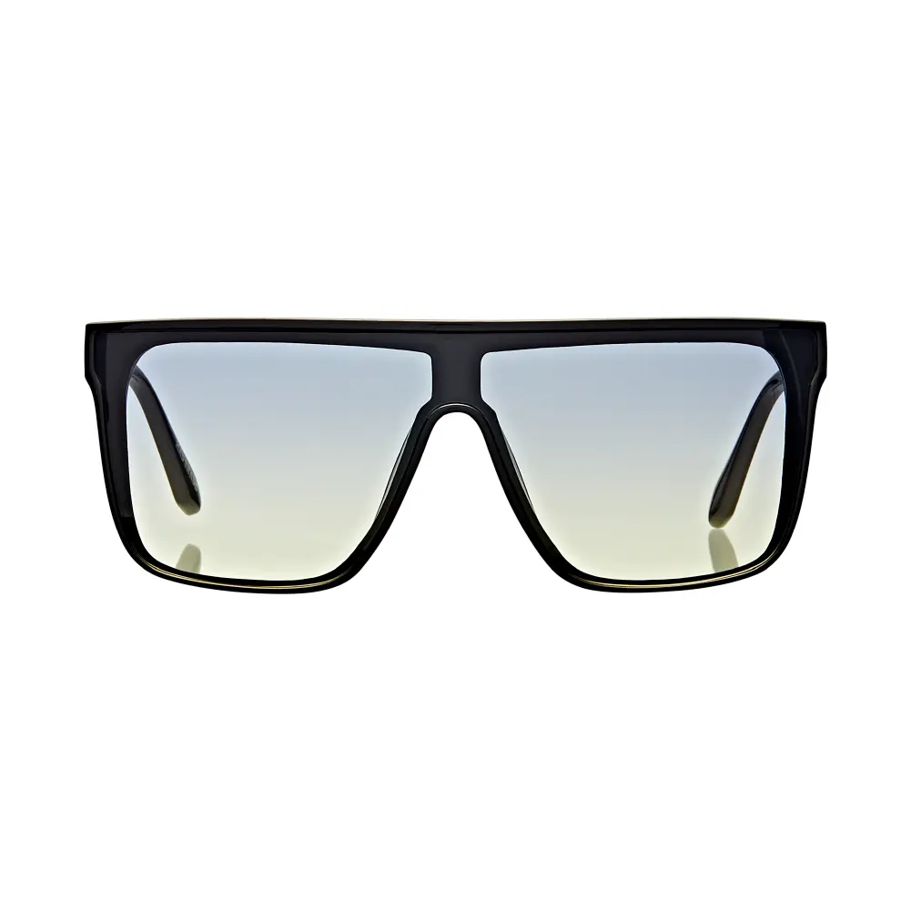 Mad Shade Bold Flat Top Black Frame with Grey-Yellow UV400 Lens – Oversized Retro Sunglasses #24 - Image 5