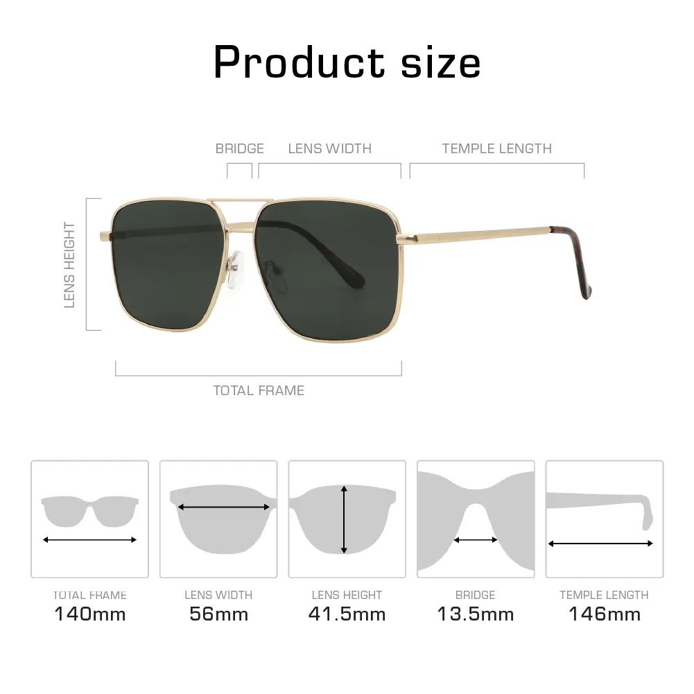 Mad Shade Bold Gold Square Aviator Frame with Dark UV400 Lens – Lightweight Retro Sunglasses for Men #04 - Image 4