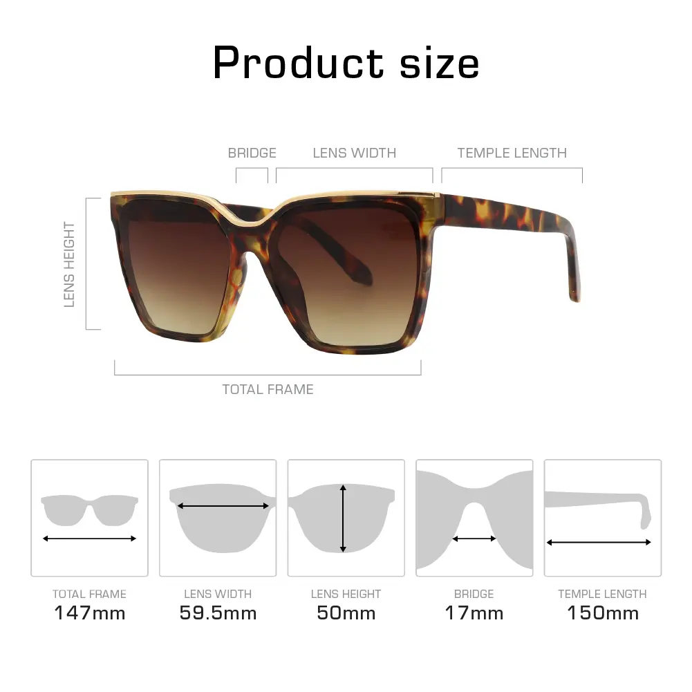 Mad Shade Bold Tortoise Square Frame with Gold Temple Accent UV400 Lens – Oversized Retro 90s Inspired Shades #55 - Image 4