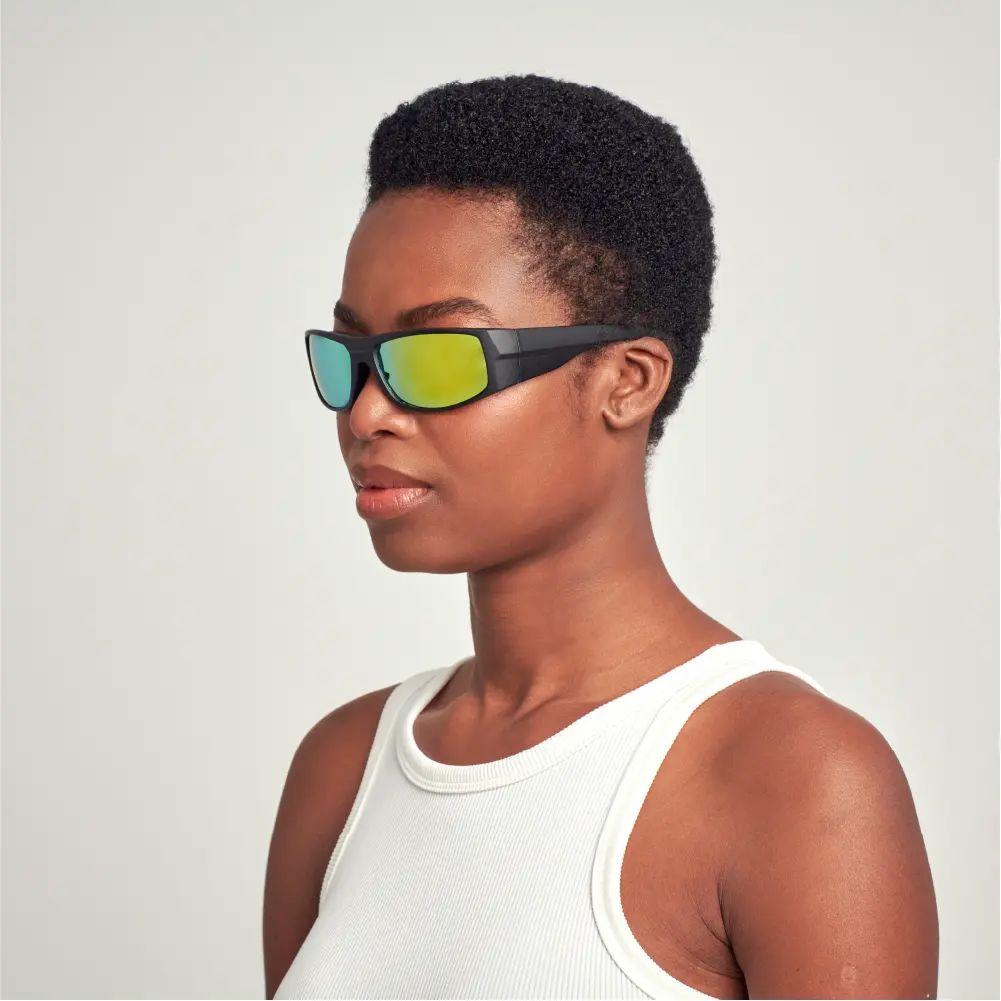Mad Shade Bold Wraparound Black Frame with Green Mirrored UV400 Lens – Sport Performance Sunglasses for Men #14 - Image 2