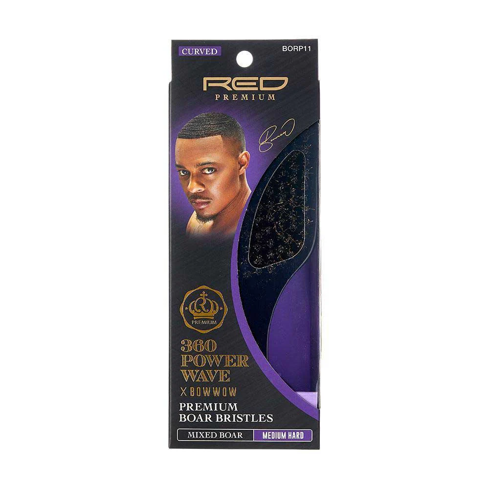 RED by KISS BOW WOW X 360 Power Wave Medium Hard Boar Brush - Image 5