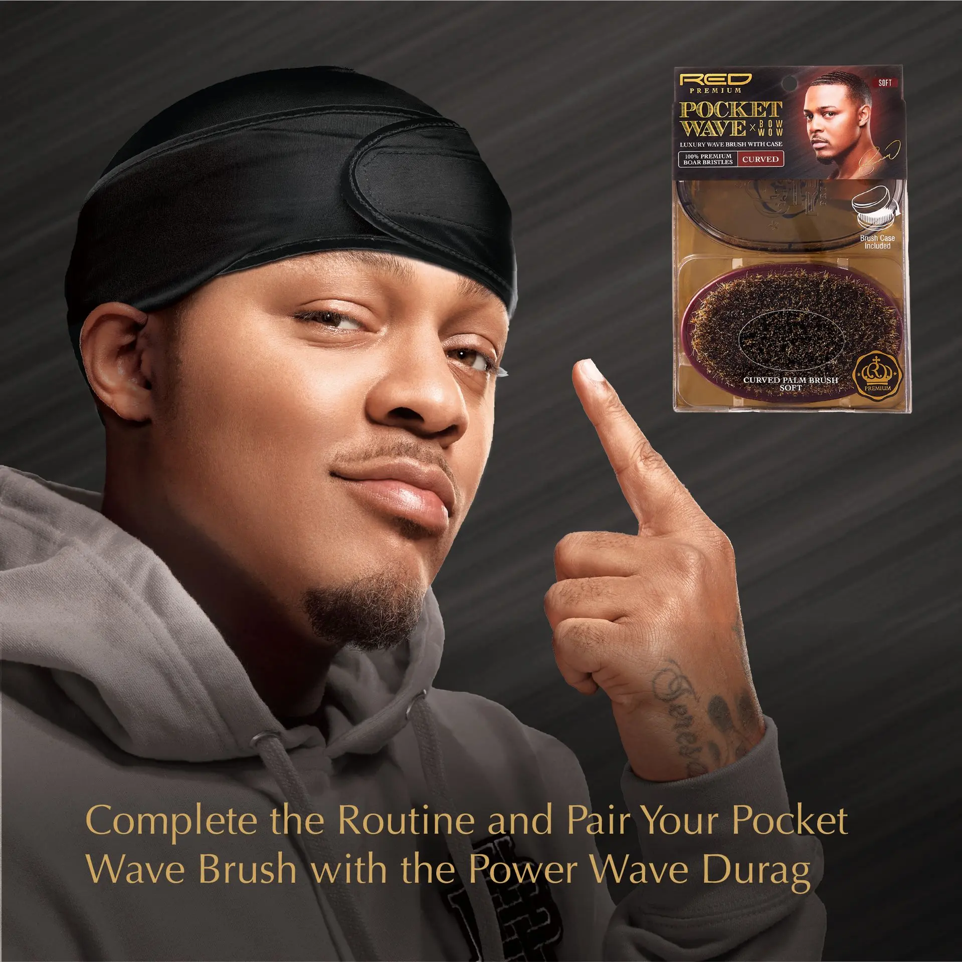 RED by KISS BOW WOW X 360 Power Wave Premium Boar Brush with Case - Image 3