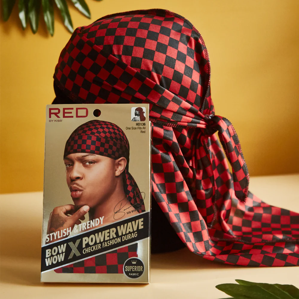 RED by KISS BOW WOW X Power Wave Checker Fashion Durag - Image 10
