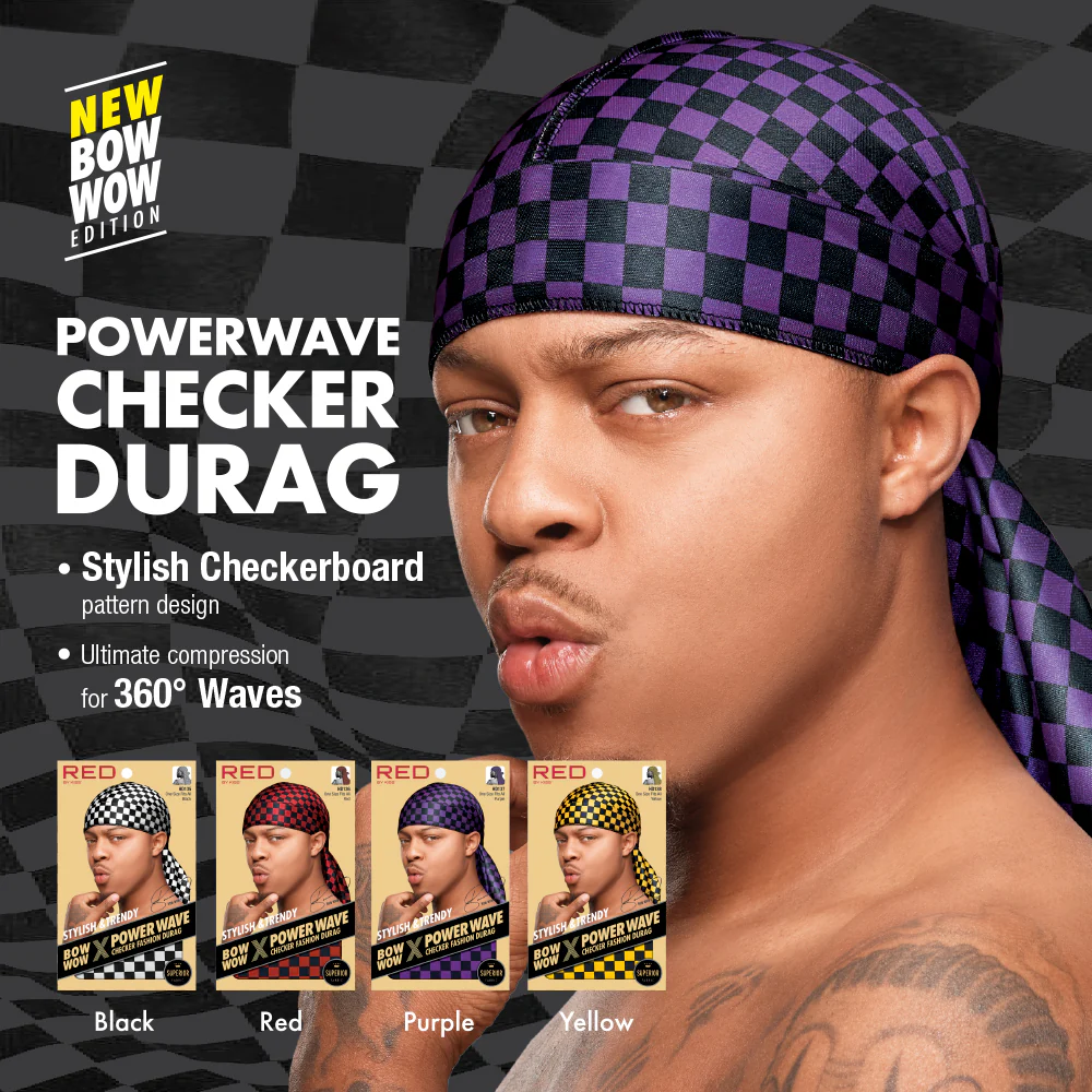 RED by KISS BOW WOW X Power Wave Checker Fashion Durag - Image 11