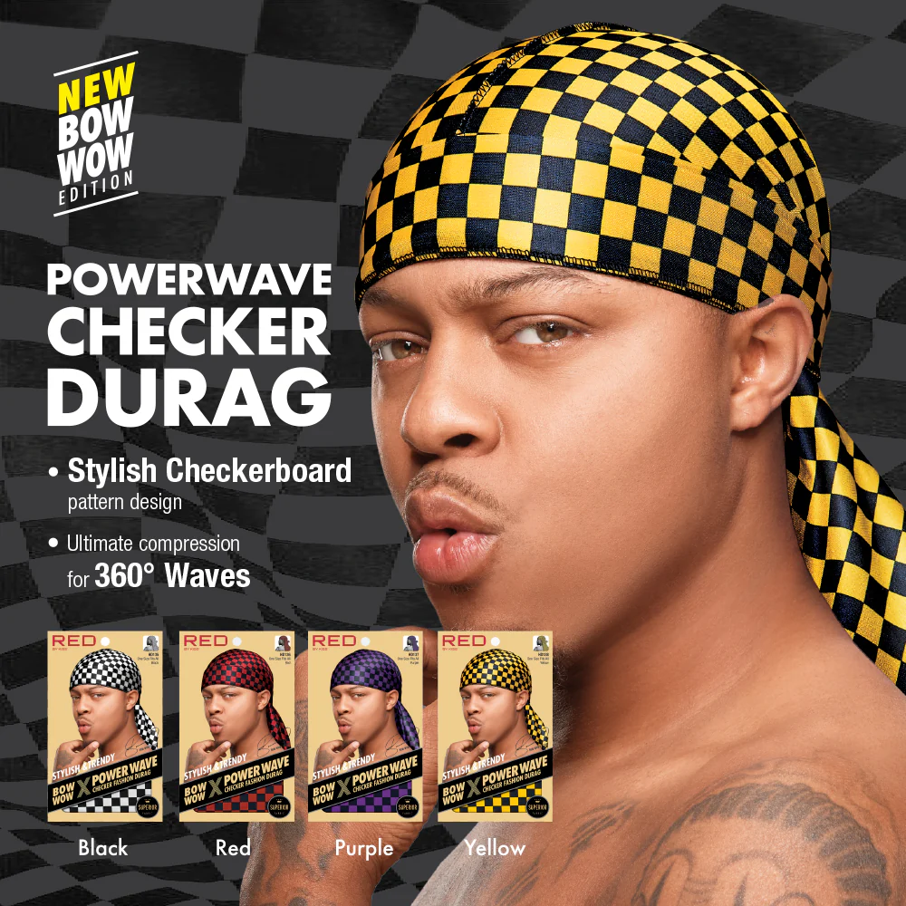 RED by KISS BOW WOW X Power Wave Checker Fashion Durag - Image 16