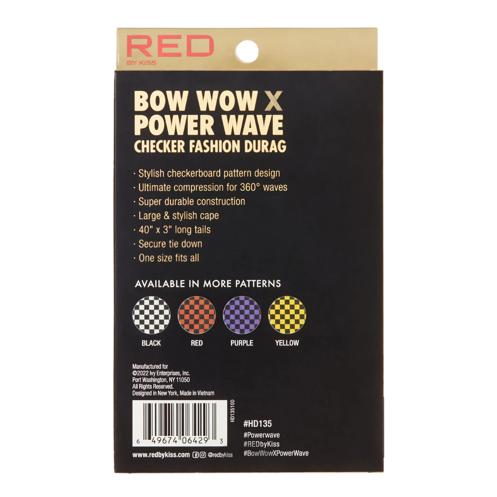 RED by KISS BOW WOW X Power Wave Checker Fashion Durag - Image 17