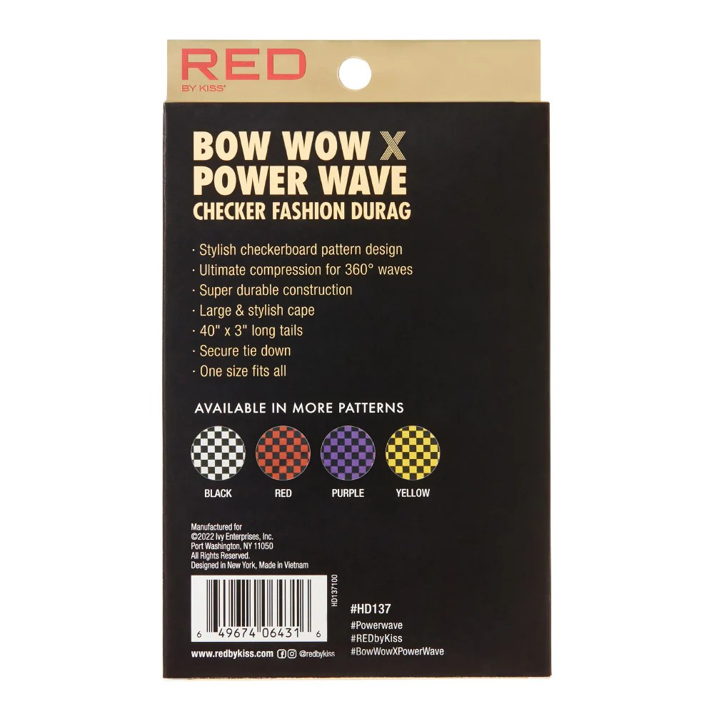RED by KISS BOW WOW X Power Wave Checker Fashion Durag - Image 19