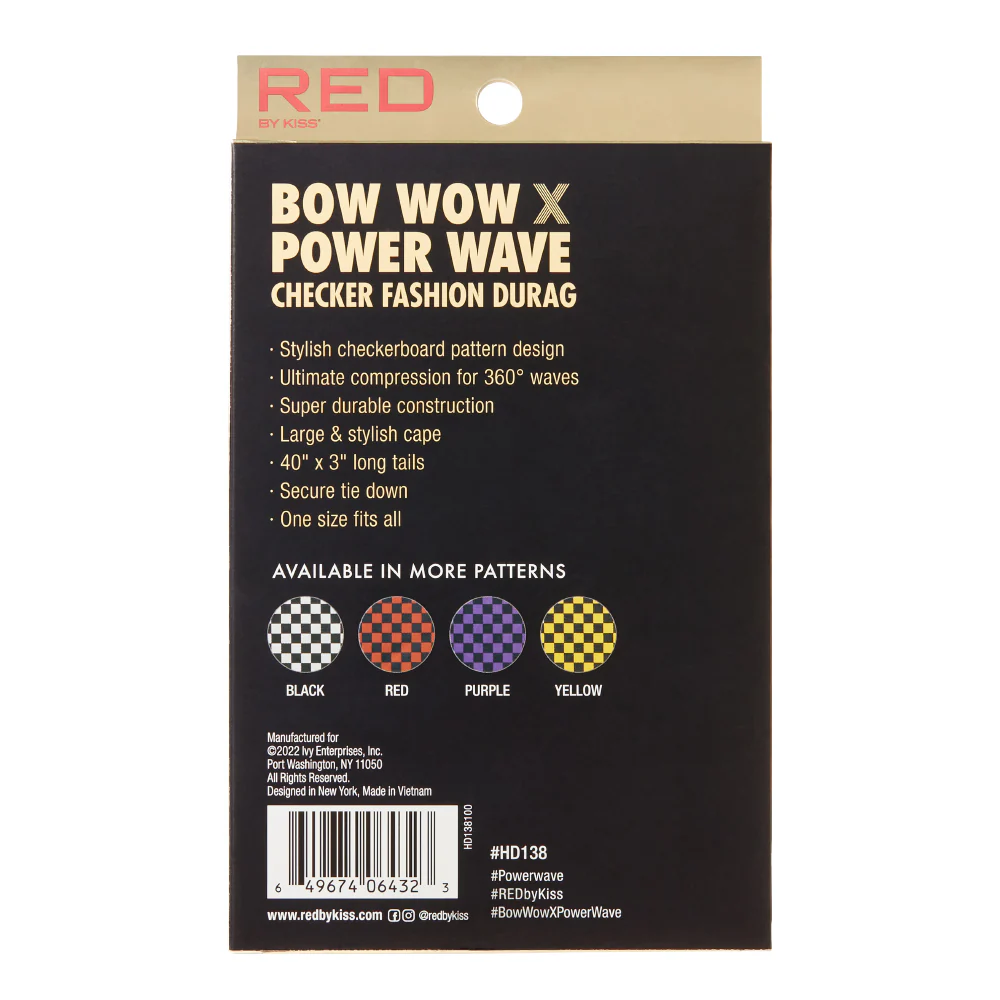 RED by KISS BOW WOW X Power Wave Checker Fashion Durag - Image 22