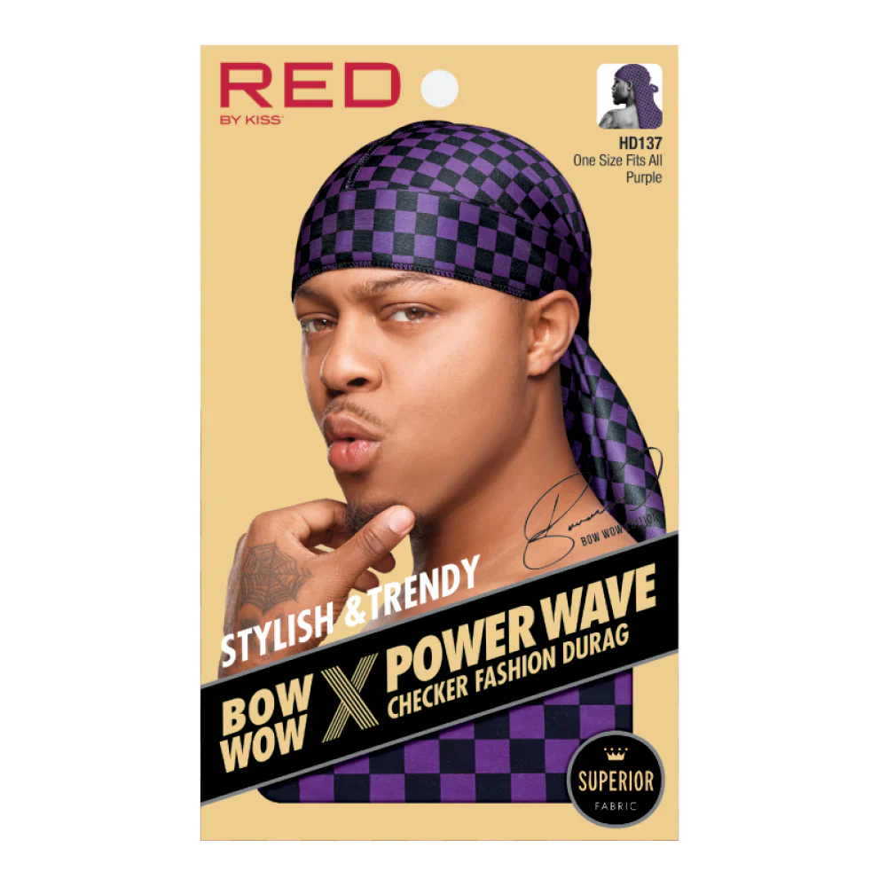 RED by KISS BOW WOW X Power Wave Checker Fashion Durag - Image 3