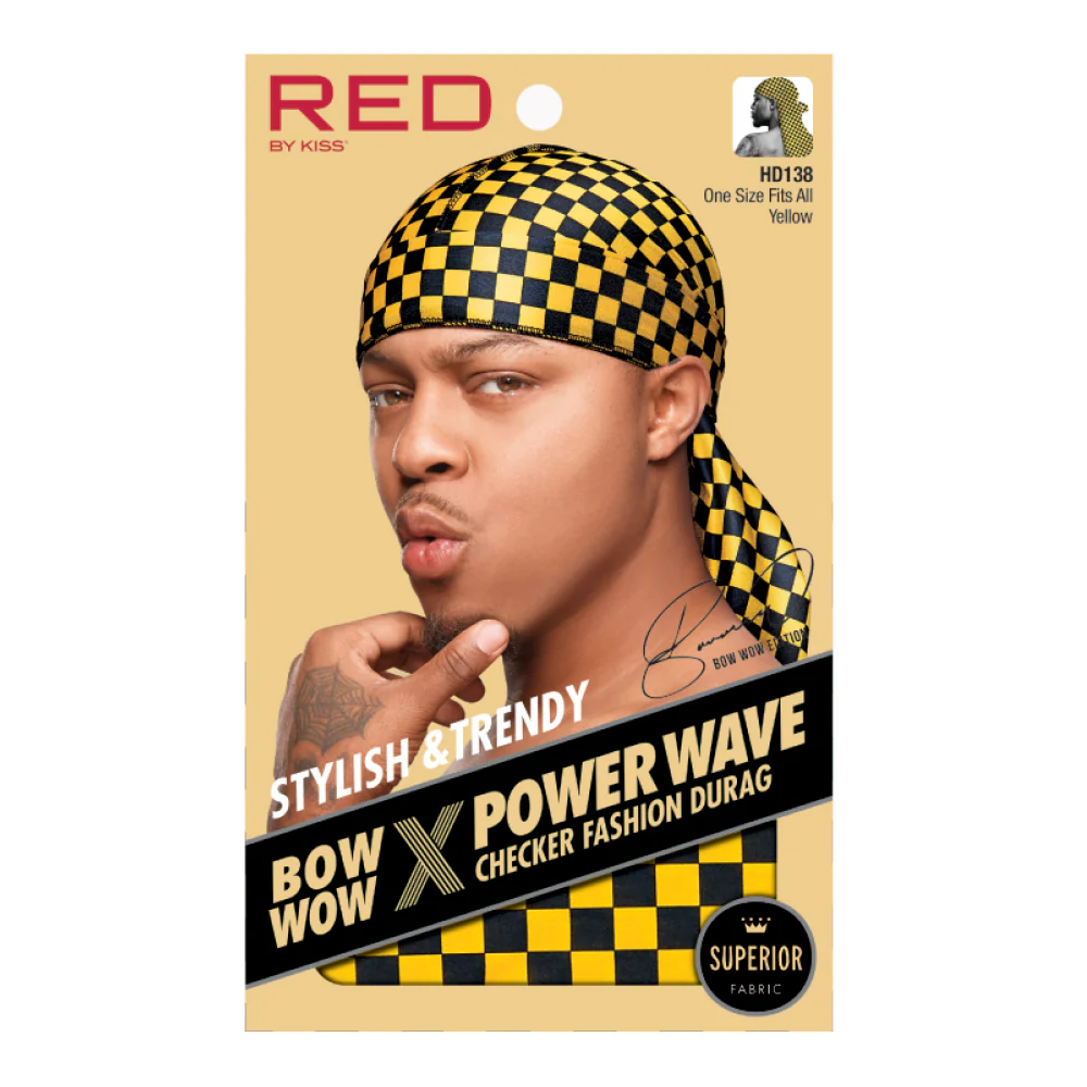 RED by KISS BOW WOW X Power Wave Checker Fashion Durag - Image 4