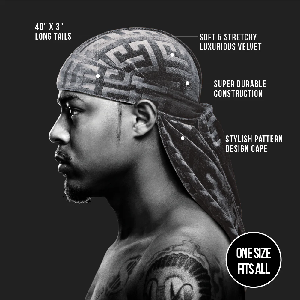Red Premium BOW WOW X Power Wave Pattern Premium Velvet Durag - Image 10