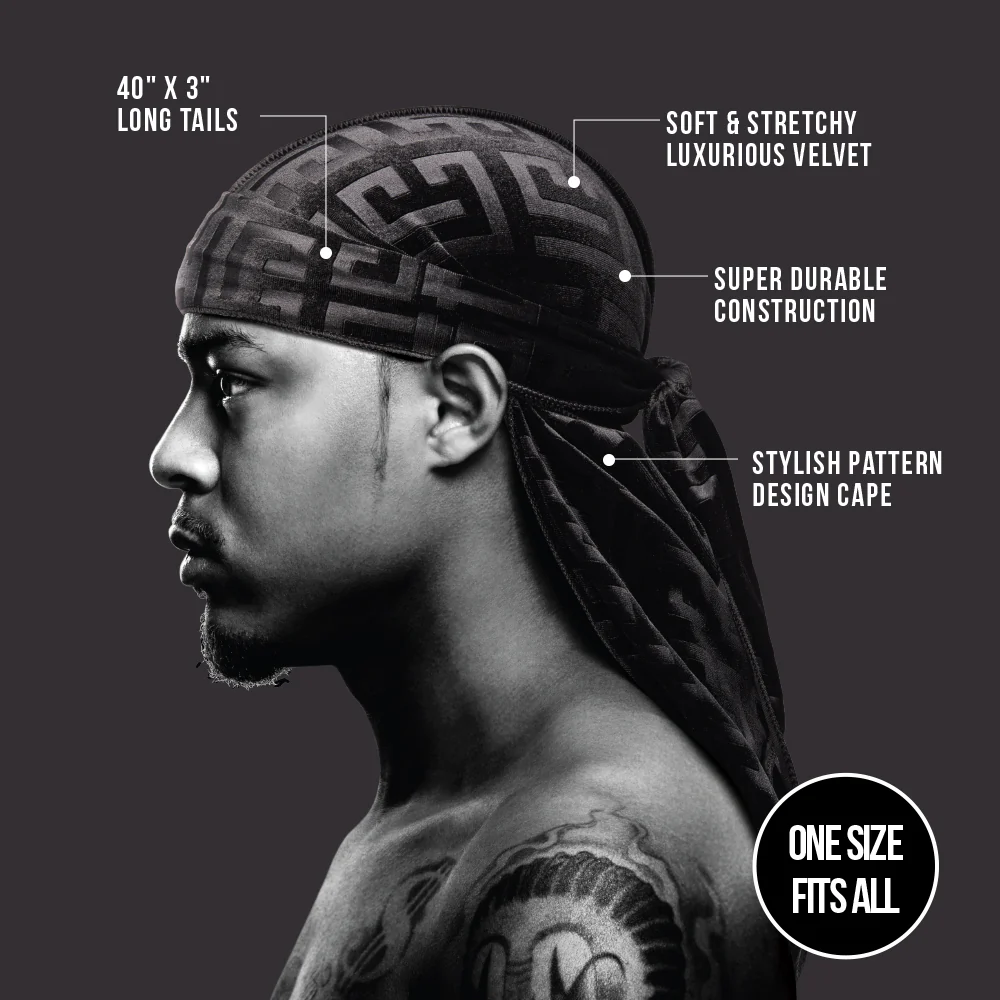 Red Premium BOW WOW X Power Wave Pattern Premium Velvet Durag - Image 13
