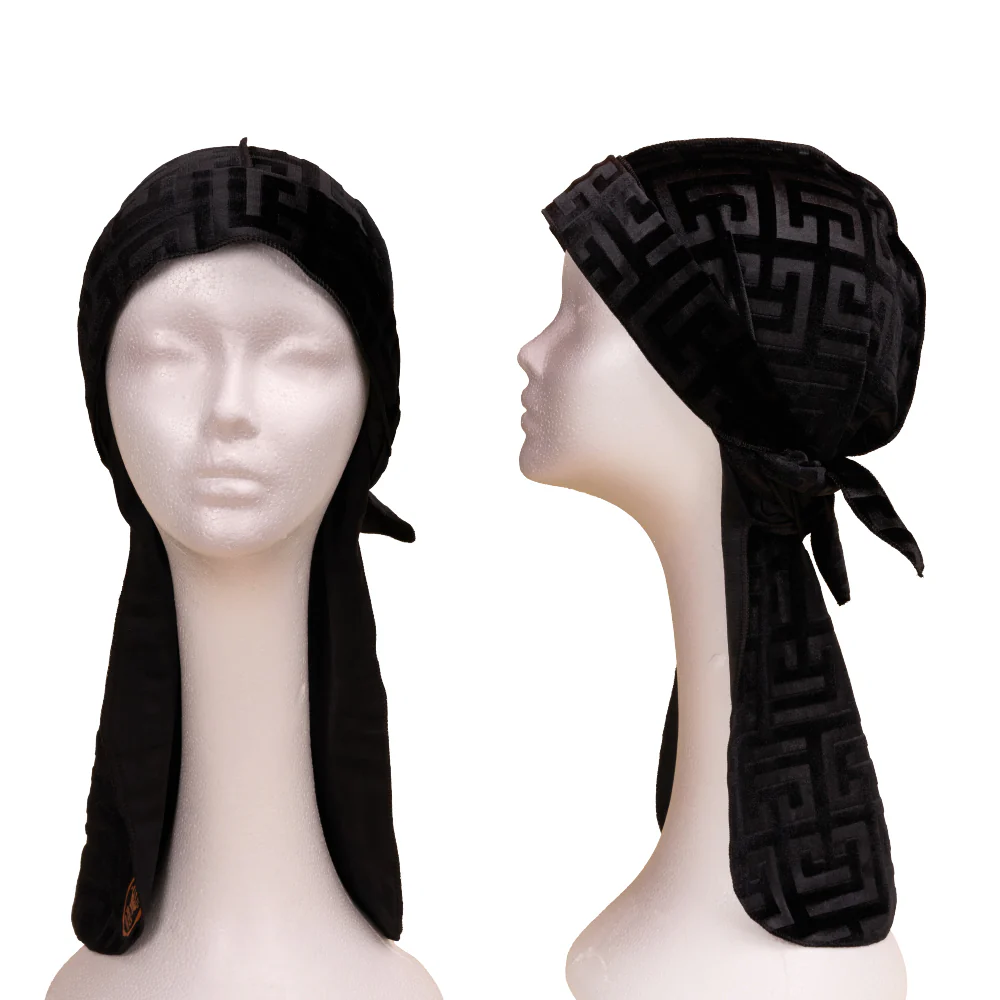 Red Premium BOW WOW X Power Wave Pattern Premium Velvet Durag - Image 19