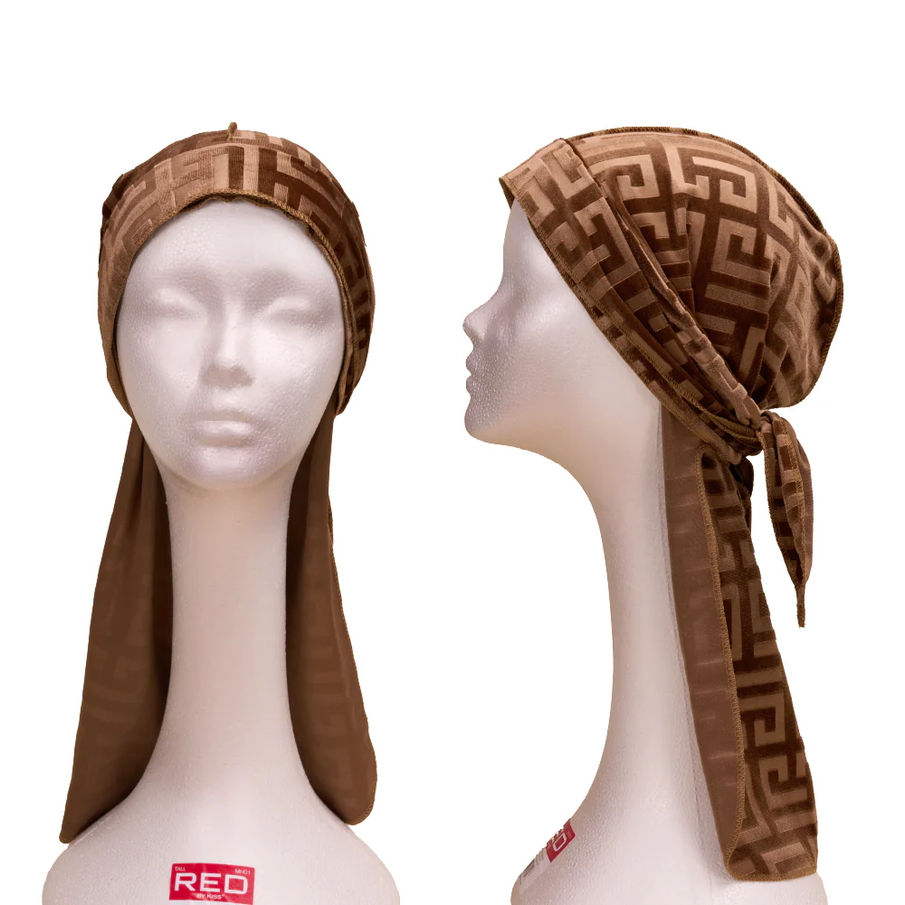 Red Premium BOW WOW X Power Wave Pattern Premium Velvet Durag - Image 20