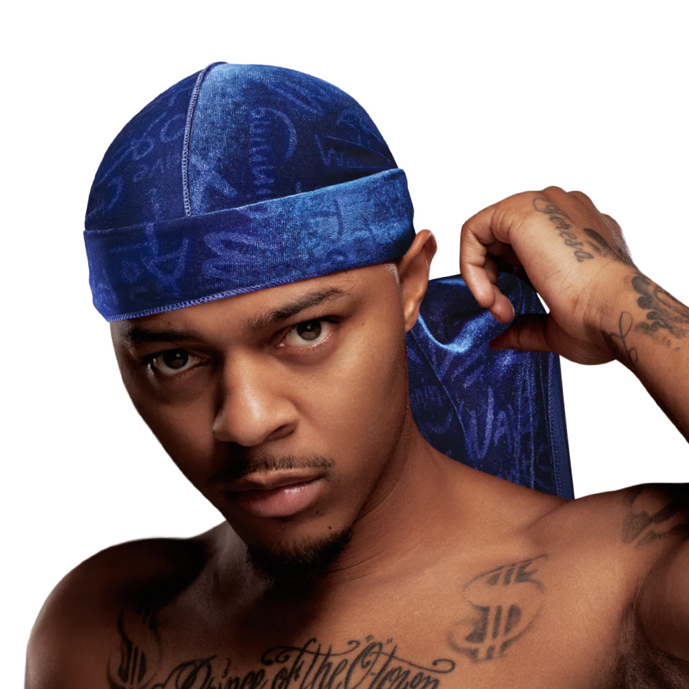 Red Premium BOW WOW X Power Wave Pattern Premium Velvet Durag - Image 3