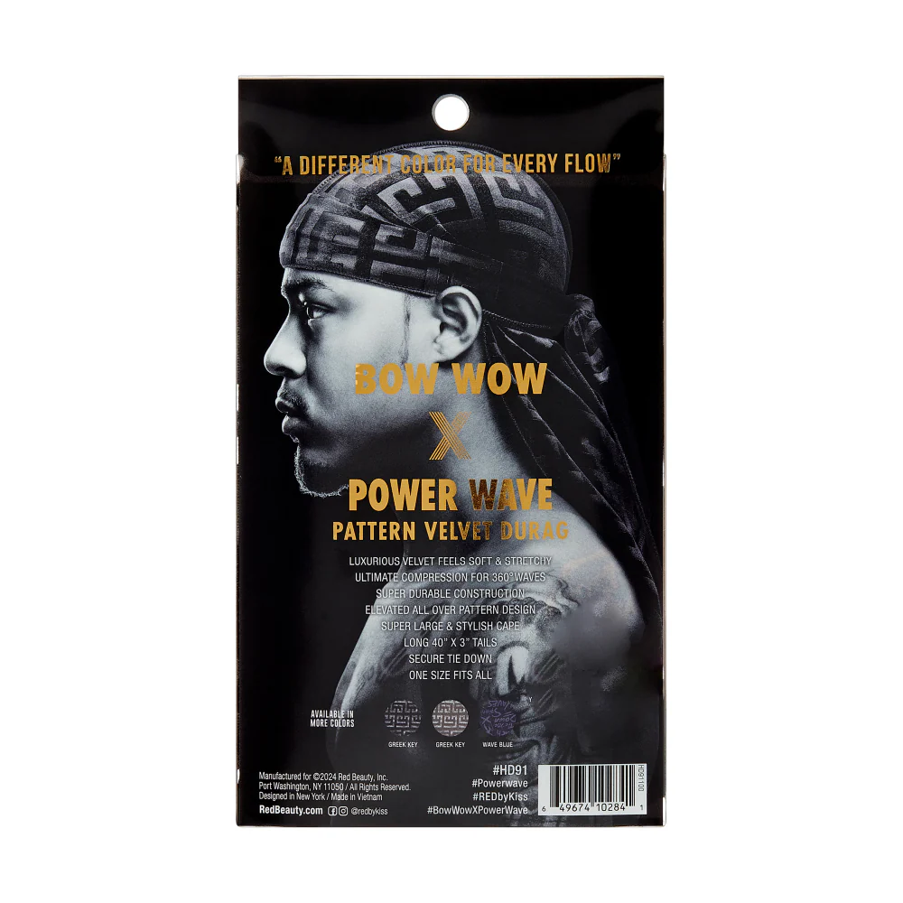 Red Premium BOW WOW X Power Wave Pattern Premium Velvet Durag - Image 31