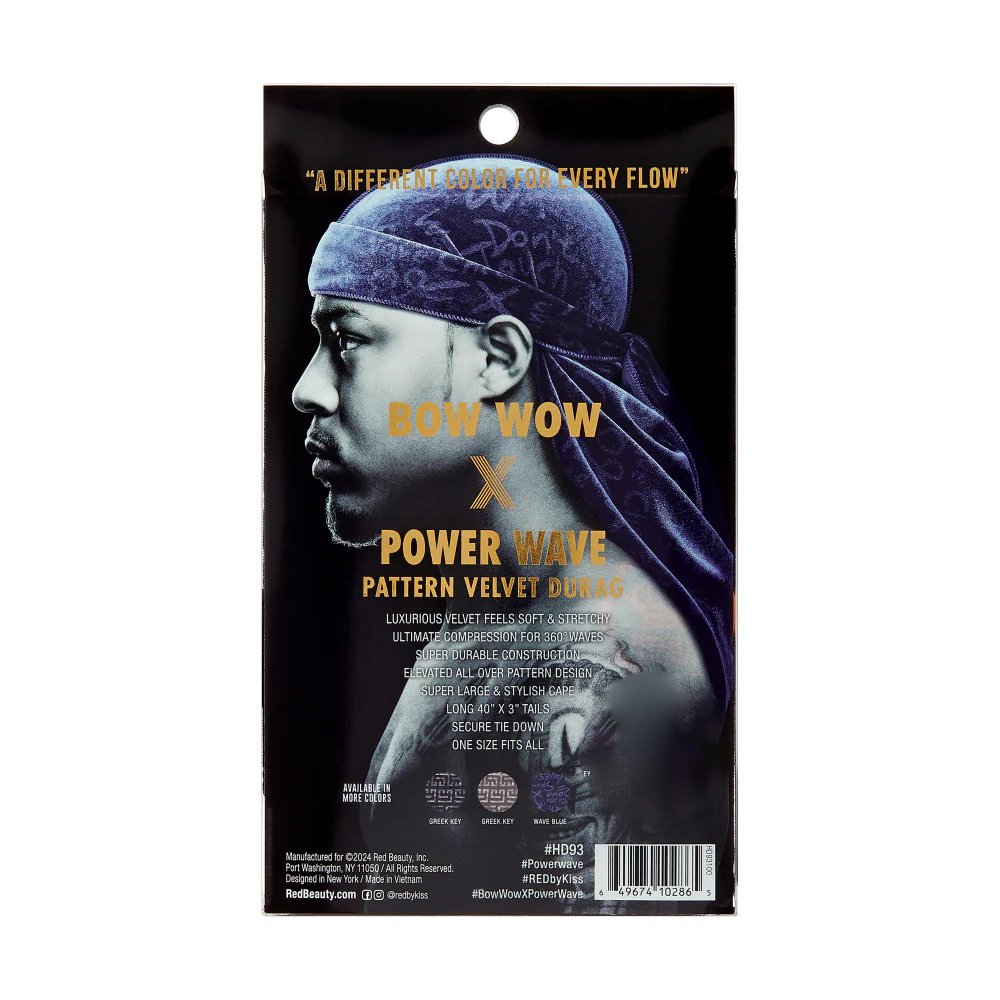 Red Premium BOW WOW X Power Wave Pattern Premium Velvet Durag - Image 33