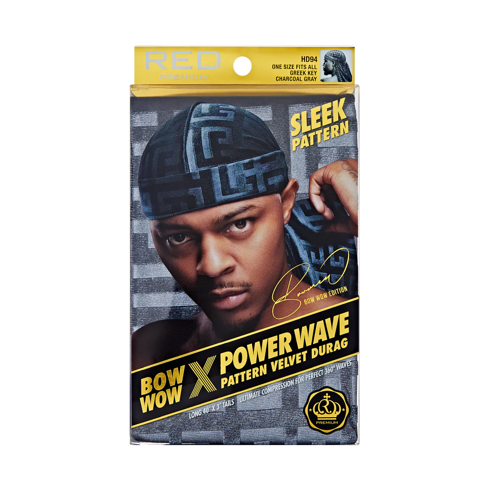 Red Premium BOW WOW X Power Wave Pattern Premium Velvet Durag - Image 34