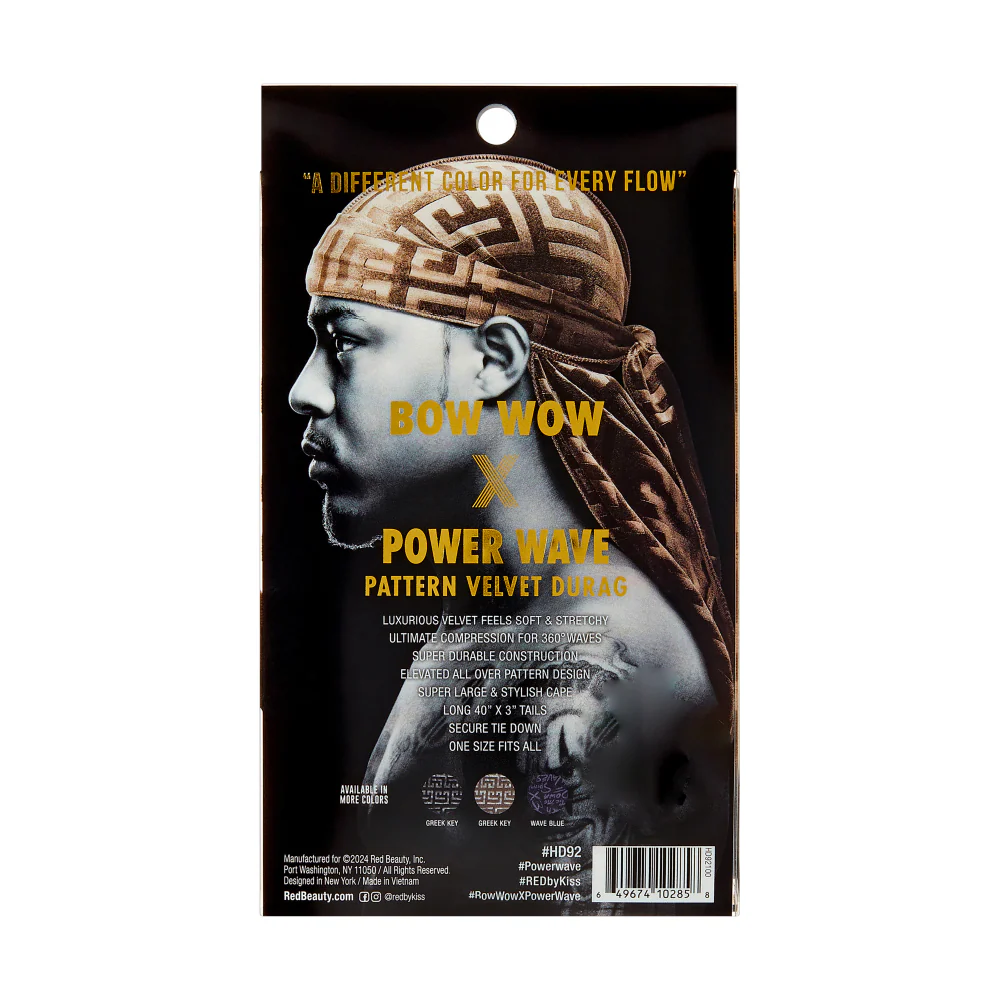 Red Premium BOW WOW X Power Wave Pattern Premium Velvet Durag - Image 38