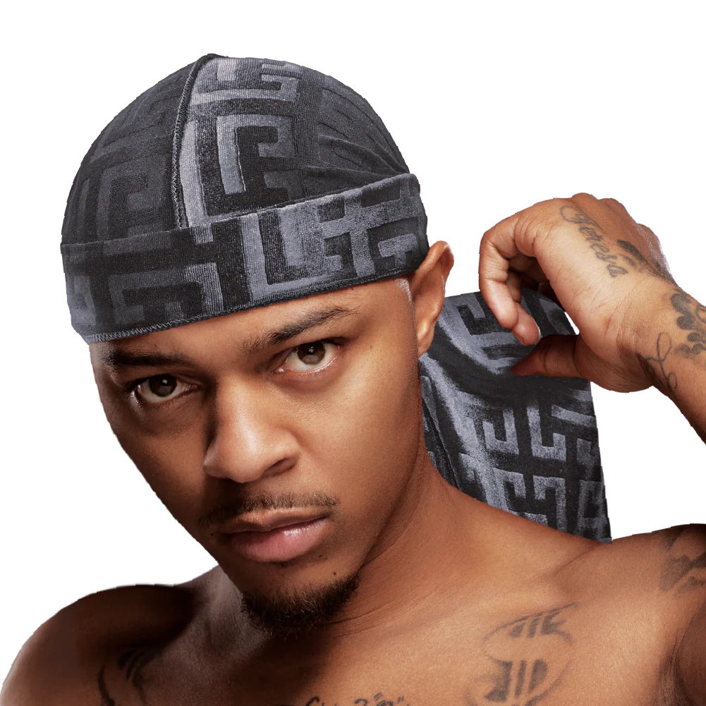 Red Premium BOW WOW X Power Wave Pattern Premium Velvet Durag - Image 4