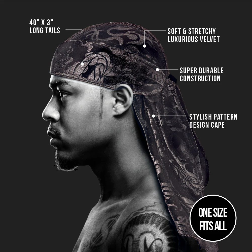 Red Premium BOW WOW X Power Wave Pattern Premium Velvet Durag - Image 45
