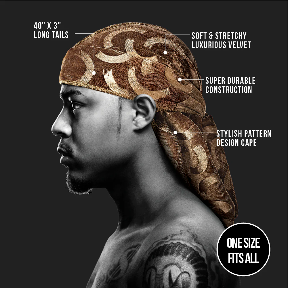 Red Premium BOW WOW X Power Wave Pattern Premium Velvet Durag - Image 46