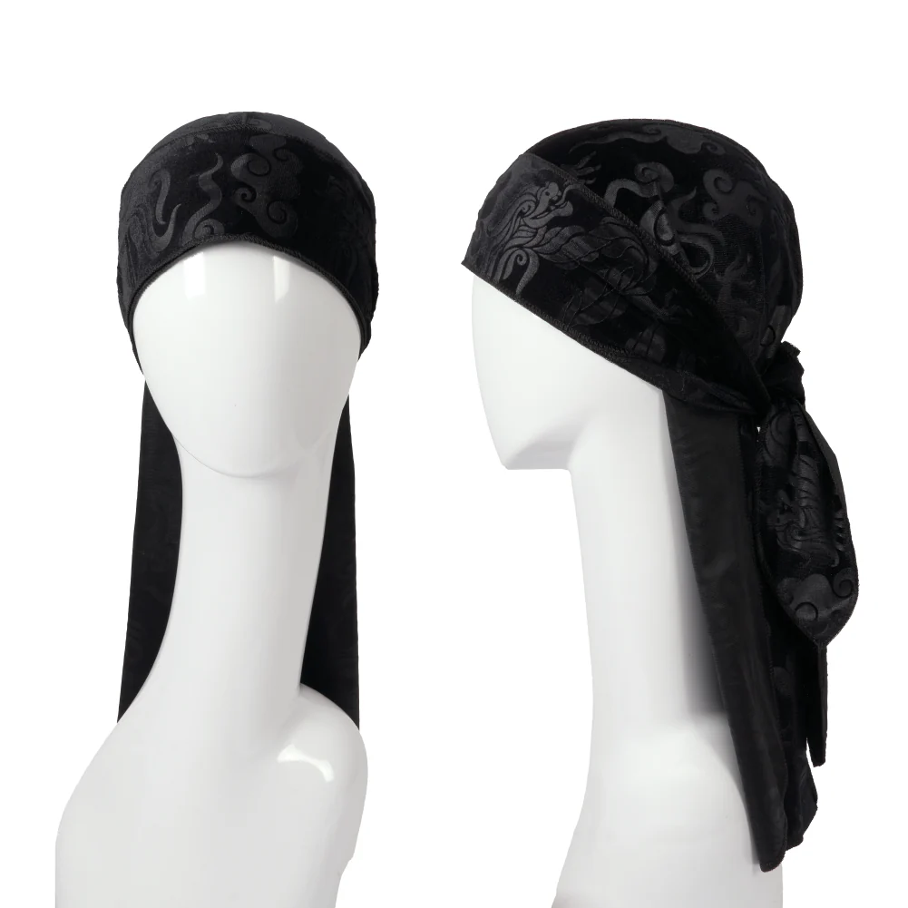Red Premium BOW WOW X Power Wave Pattern Premium Velvet Durag - Image 49