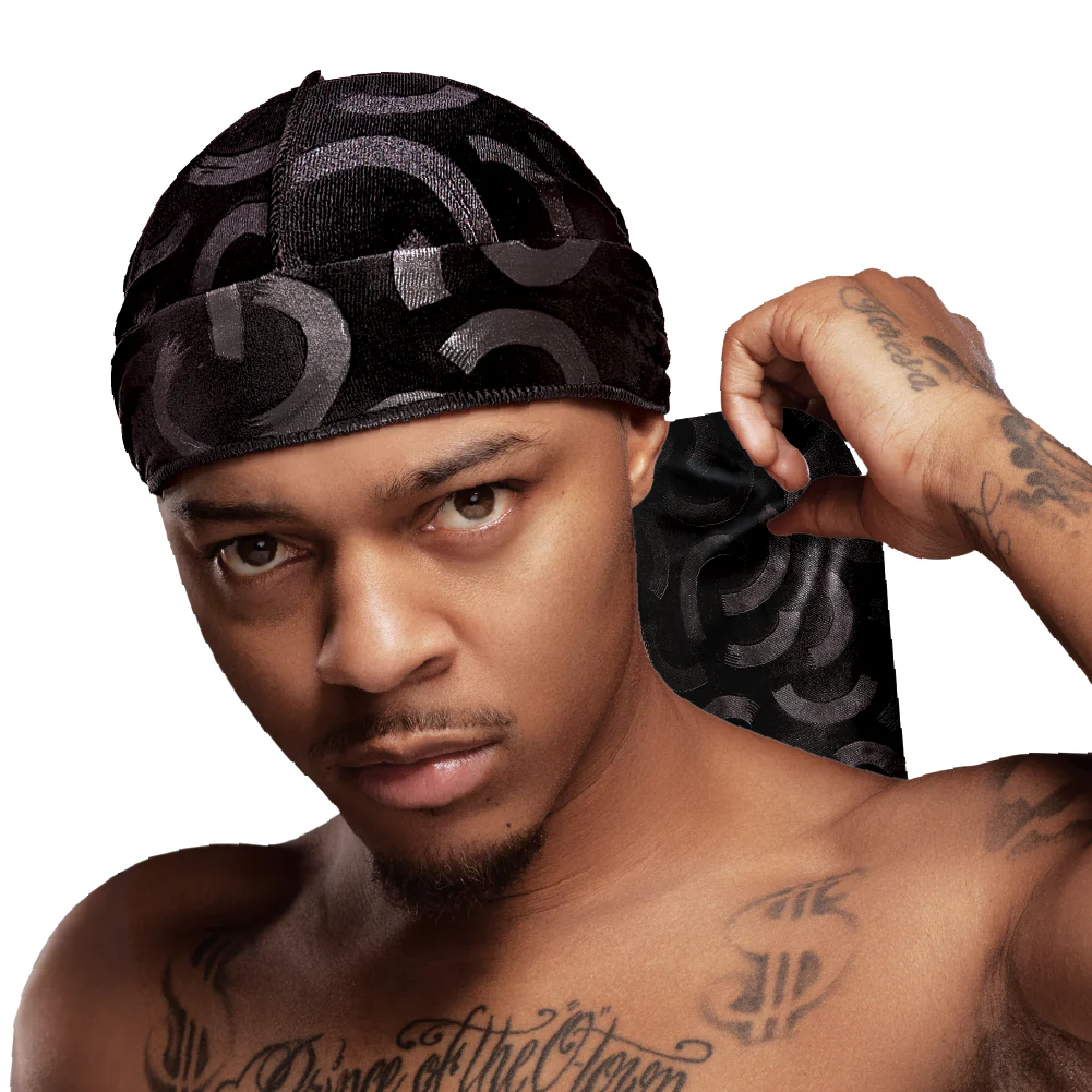 Red Premium BOW WOW X Power Wave Pattern Premium Velvet Durag - Image 57