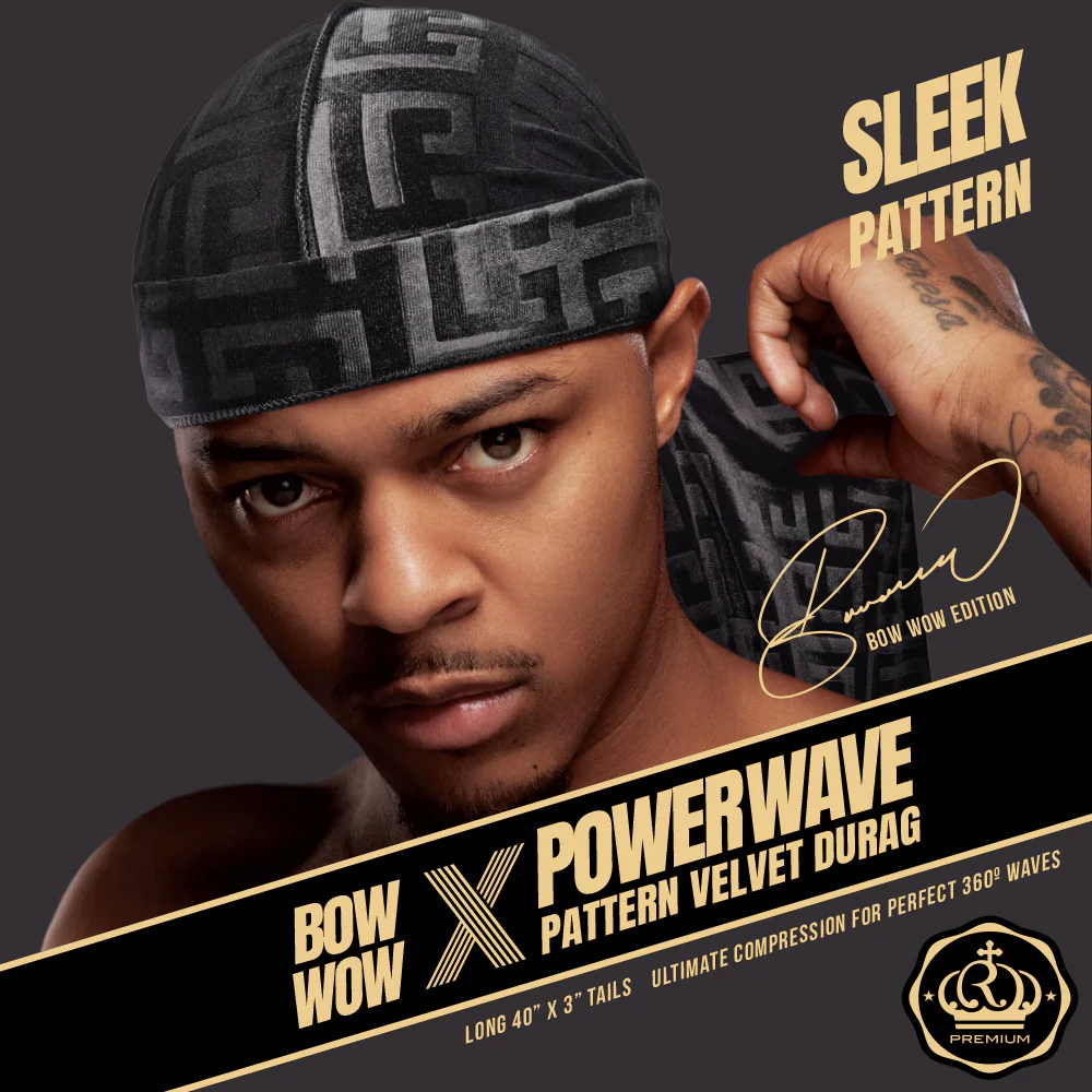 Red Premium BOW WOW X Power Wave Pattern Premium Velvet Durag - Image 7