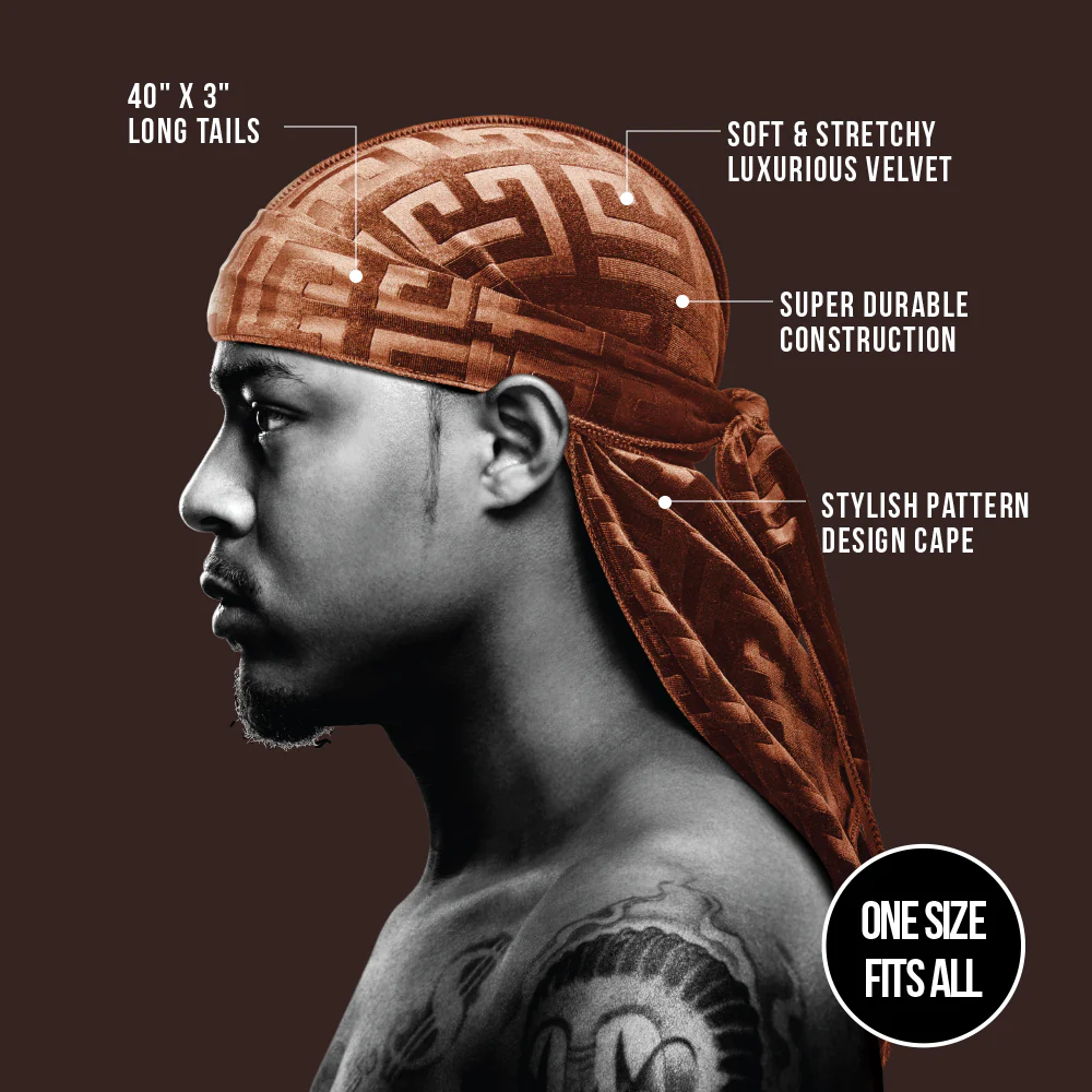 Red Premium BOW WOW X Power Wave Pattern Premium Velvet Durag - Image 8