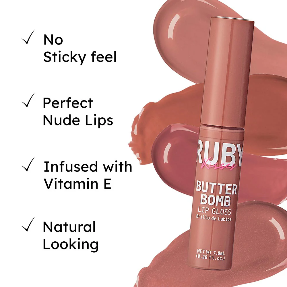 Ruby Kisses Butter Bomb Gloss – Non-Sticky, High-Shine Lip Gloss with Jojoba & Avocado Oil - Image 51