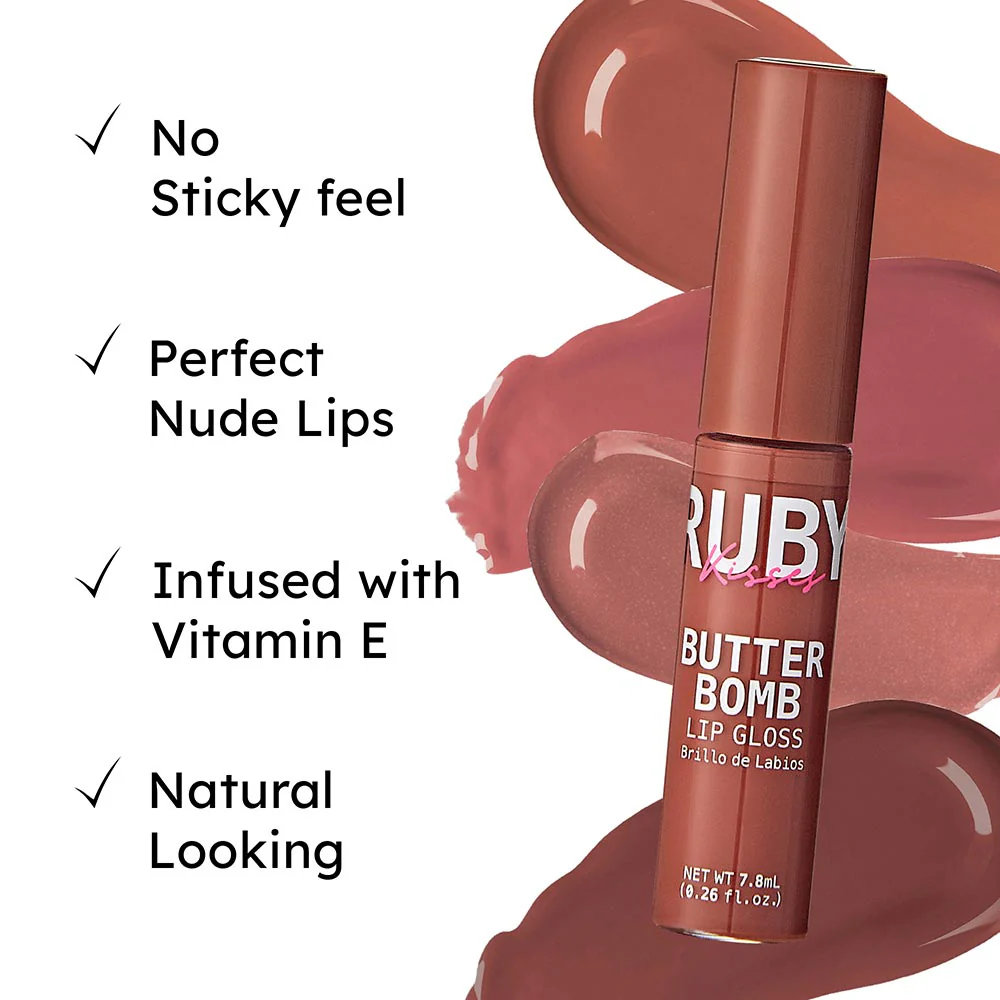 Ruby Kisses Butter Bomb Gloss – Non-Sticky, High-Shine Lip Gloss with Jojoba & Avocado Oil - Image 52