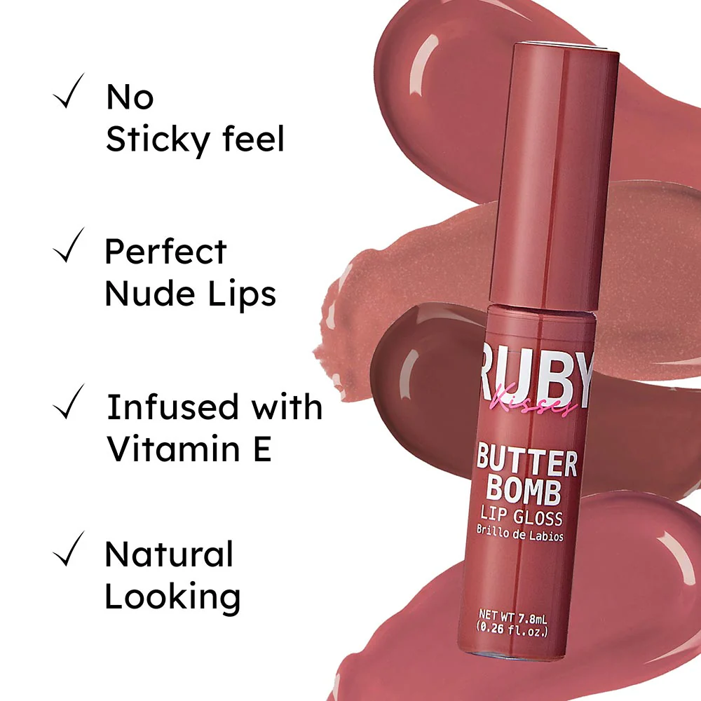 Ruby Kisses Butter Bomb Gloss – Non-Sticky, High-Shine Lip Gloss with Jojoba & Avocado Oil - Image 53