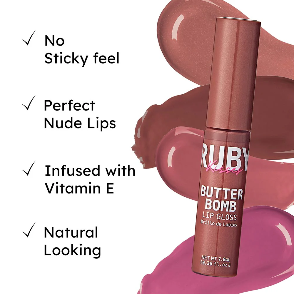 Ruby Kisses Butter Bomb Gloss – Non-Sticky, High-Shine Lip Gloss with Jojoba & Avocado Oil - Image 54