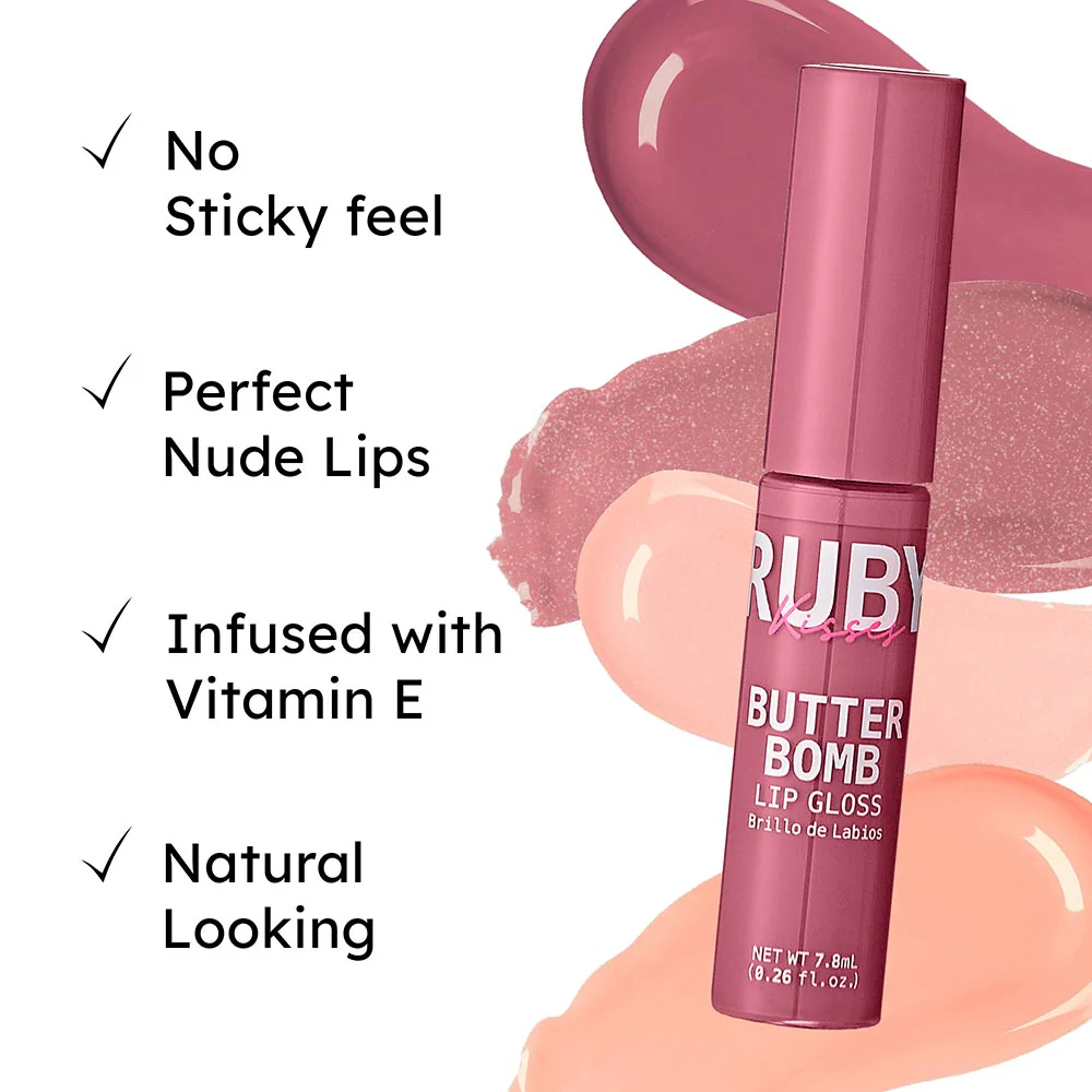Ruby Kisses Butter Bomb Gloss – Non-Sticky, High-Shine Lip Gloss with Jojoba & Avocado Oil - Image 58