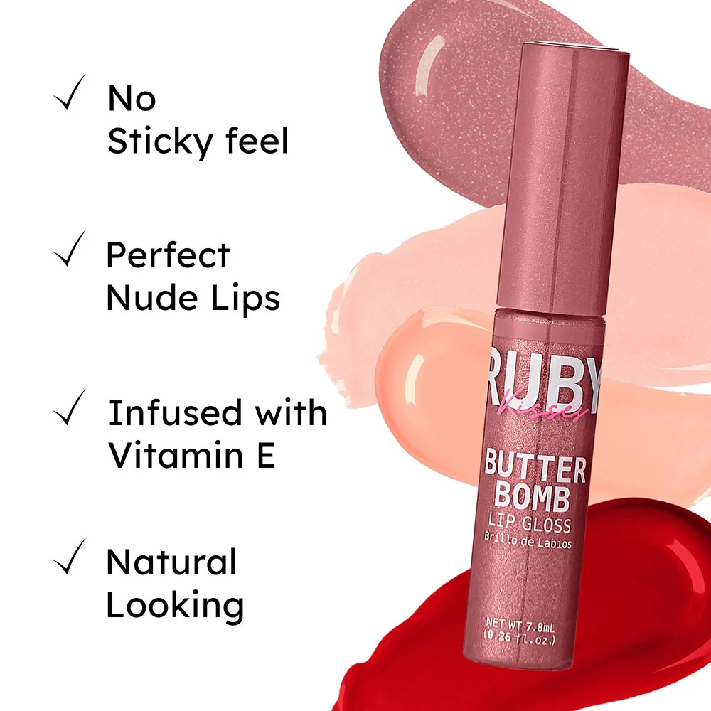 Ruby Kisses Butter Bomb Gloss – Non-Sticky, High-Shine Lip Gloss with Jojoba & Avocado Oil - Image 59