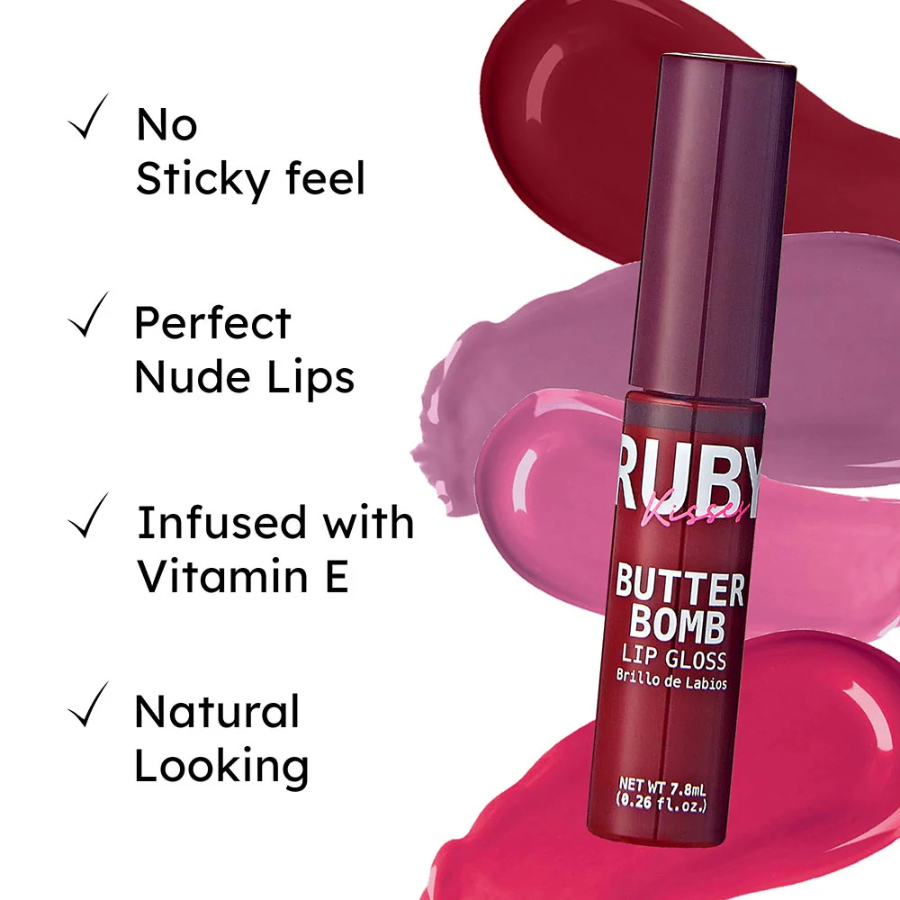 Ruby Kisses Butter Bomb Gloss – Non-Sticky, High-Shine Lip Gloss with Jojoba & Avocado Oil - Image 63