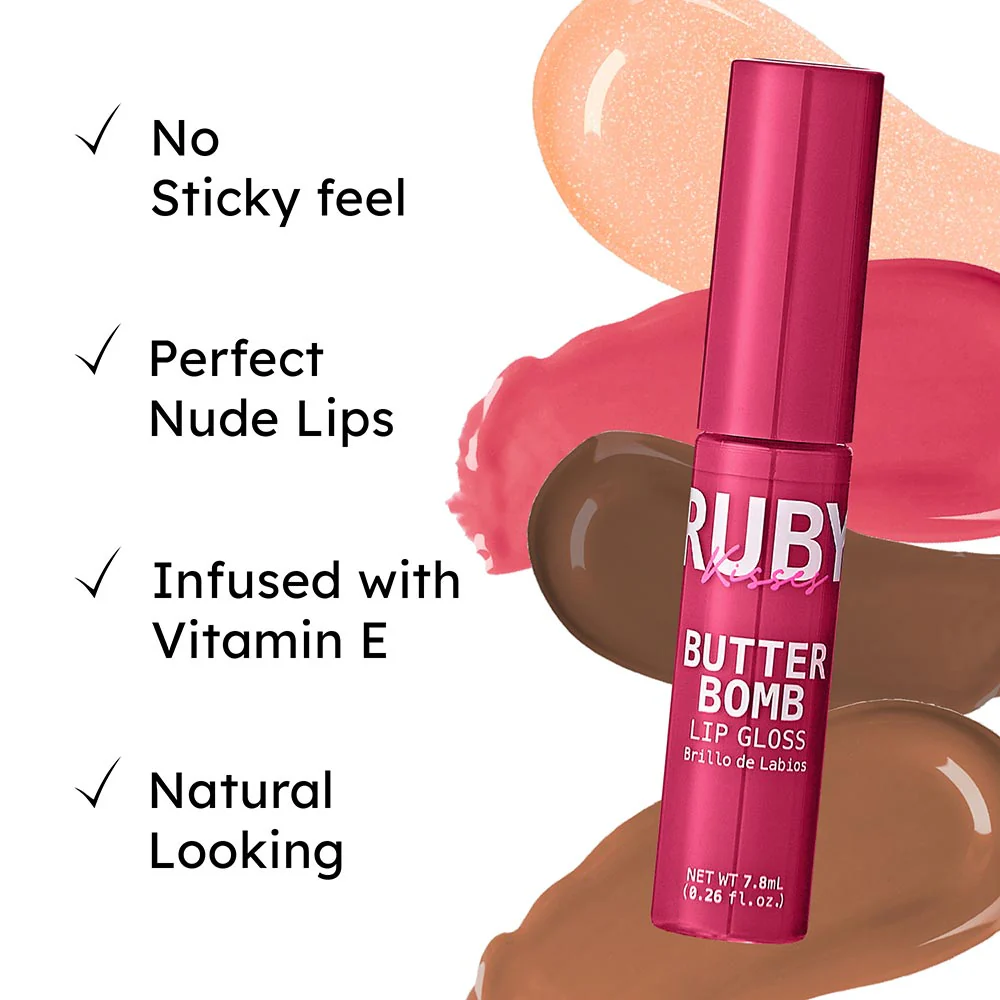 Ruby Kisses Butter Bomb Gloss – Non-Sticky, High-Shine Lip Gloss with Jojoba & Avocado Oil - Image 66