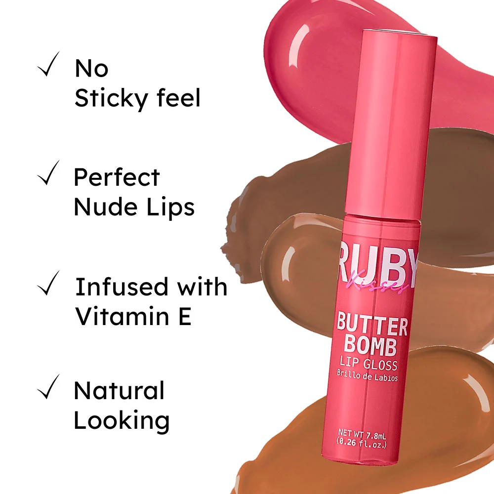 Ruby Kisses Butter Bomb Gloss – Non-Sticky, High-Shine Lip Gloss with Jojoba & Avocado Oil - Image 67