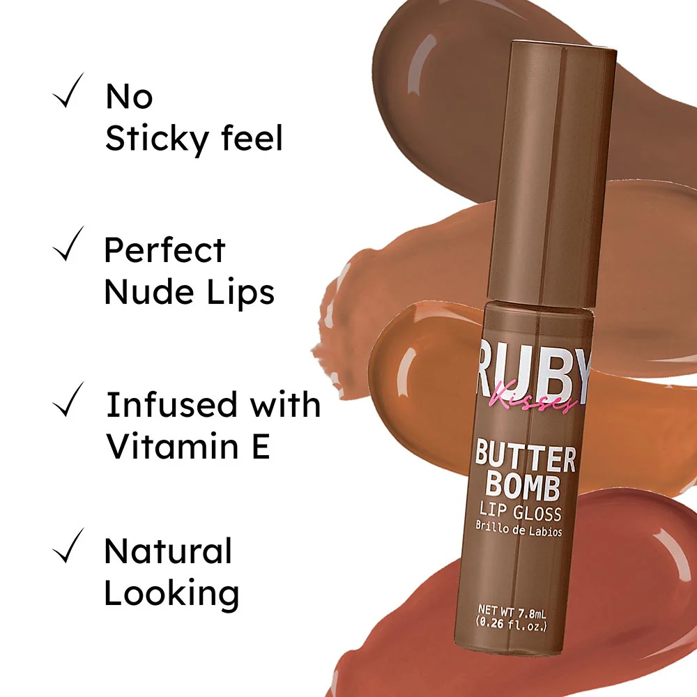 Ruby Kisses Butter Bomb Gloss – Non-Sticky, High-Shine Lip Gloss with Jojoba & Avocado Oil - Image 68