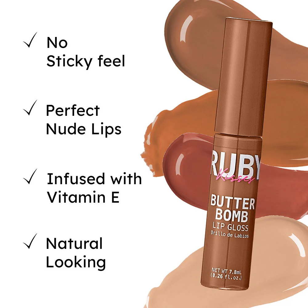 Ruby Kisses Butter Bomb Gloss – Non-Sticky, High-Shine Lip Gloss with Jojoba & Avocado Oil - Image 69