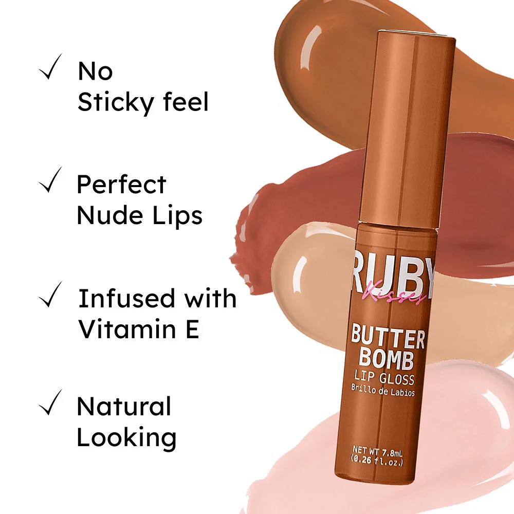 Ruby Kisses Butter Bomb Gloss – Non-Sticky, High-Shine Lip Gloss with Jojoba & Avocado Oil - Image 70