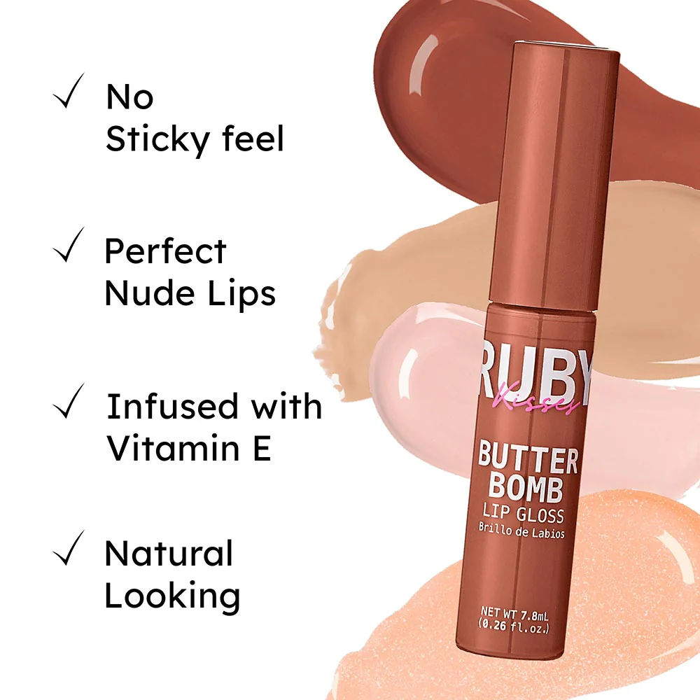 Ruby Kisses Butter Bomb Gloss – Non-Sticky, High-Shine Lip Gloss with Jojoba & Avocado Oil - Image 71