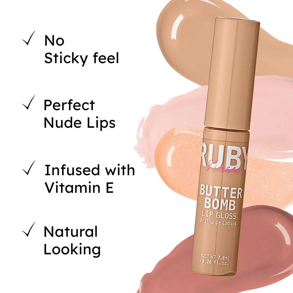 Ruby Kisses Butter Bomb Gloss – Non-Sticky, High-Shine Lip Gloss with Jojoba & Avocado Oil - Image 72