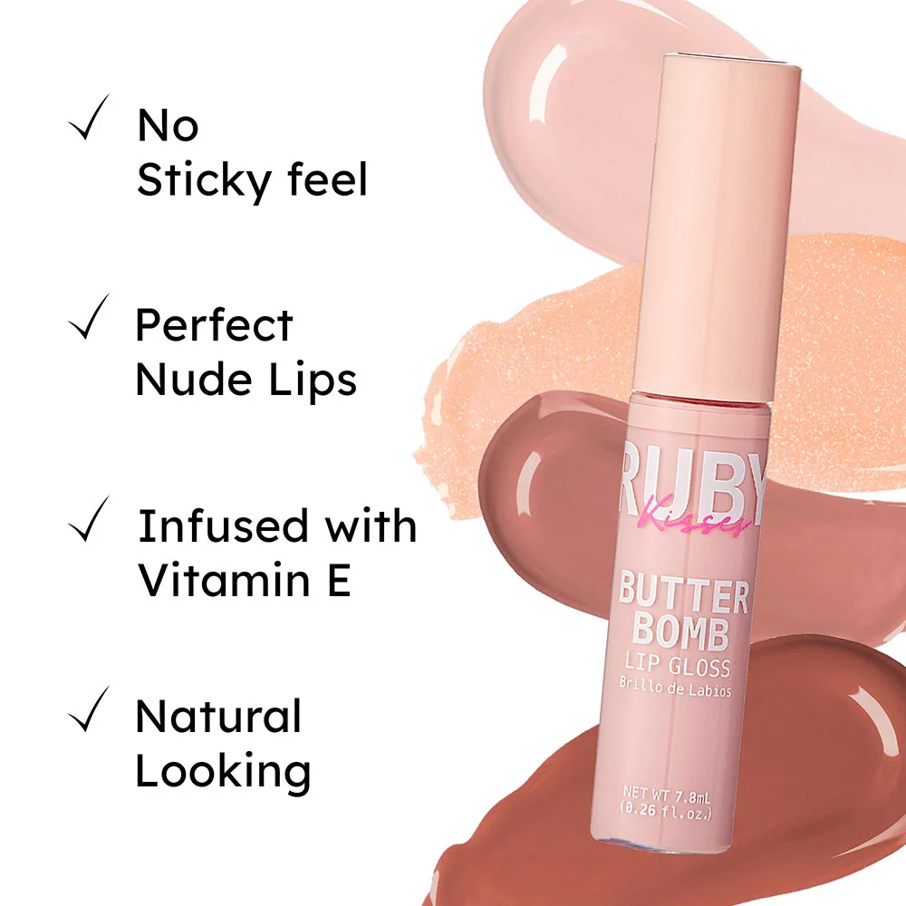 Ruby Kisses Butter Bomb Gloss – Non-Sticky, High-Shine Lip Gloss with Jojoba & Avocado Oil - Image 73