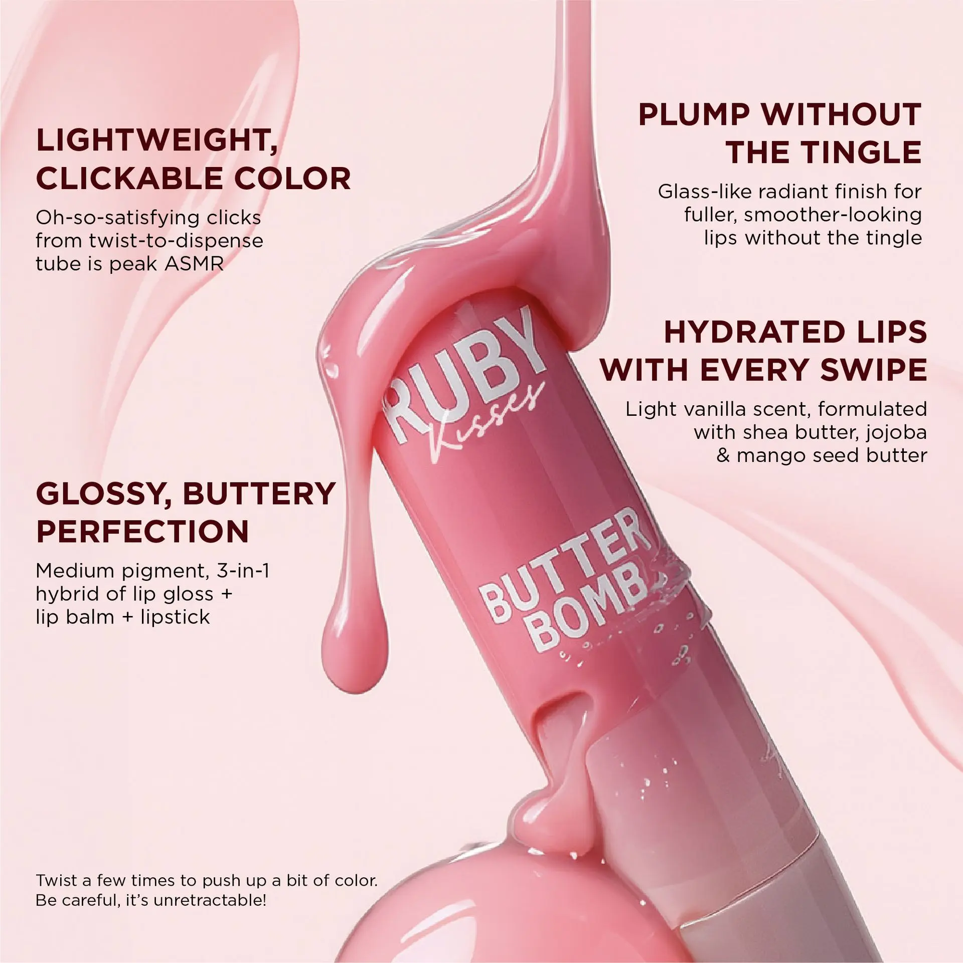 Ruby Kisses Butter Bomb Lip Balm – High Shine Tinted Gloss & Hydrating Lipstick With Shea Butter - Image 29